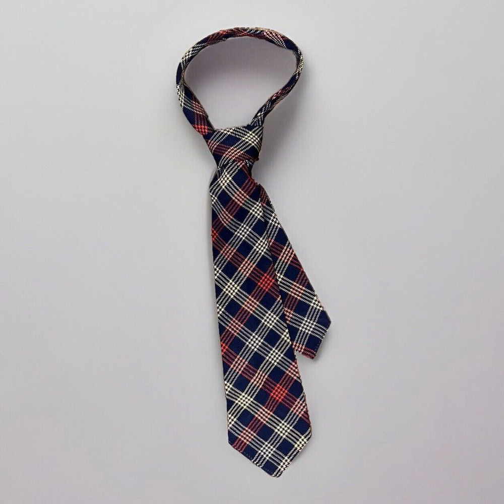 Men’s Vintage 1950s’ Plaid Necktie By Botany Brand 100% Wool Blue, Red, Beige